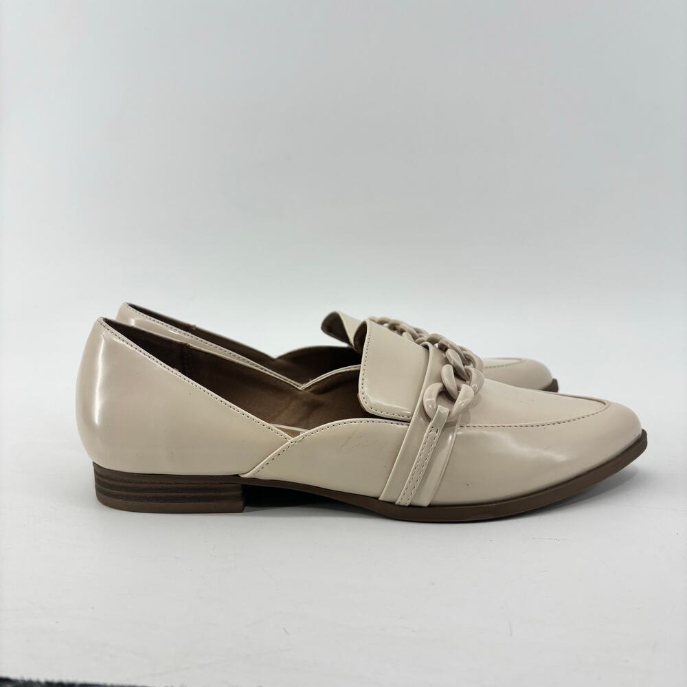 Lauren Conrad Demii Bone Loafers Women’s 8.5 Beige Patent Leather Flats - Picture 2 of 11